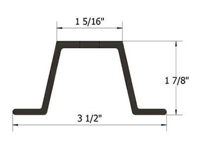 A cross section of extra heavy duty U channel sign post on the white background.