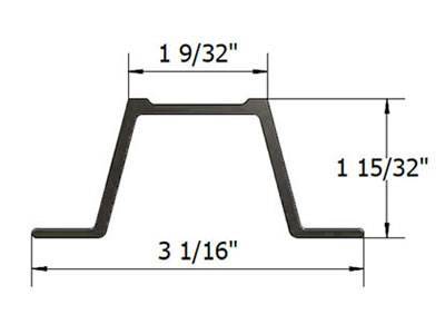 A cross section drawing of heavy duty U channel sign post.