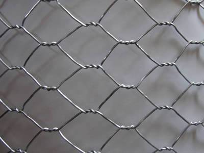 There is a galvanized hexagonal wire mesh.