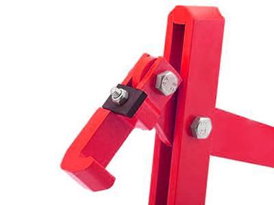 A detail of post puller hand grip on the white background.