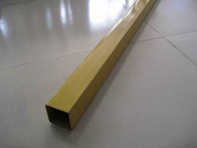 a yellow PVC coated square post without flange post