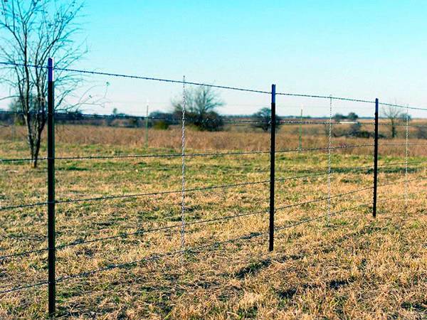 Metal wires go through the star pickets and forms a closed farm structure.