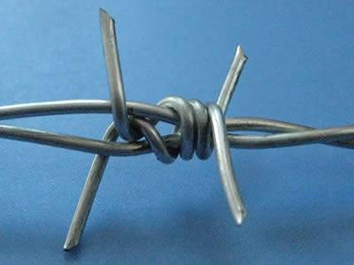 There is a traditional twist barbed wire under a blue background.